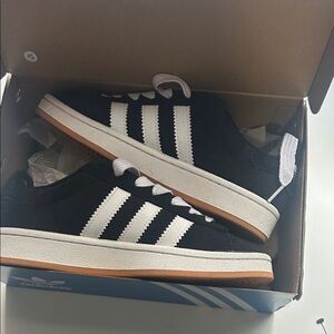 adidas Black Suede Sneakers with White Stripes